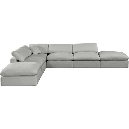 Comfy Grey Linen Textured Fabric Modular Sectional