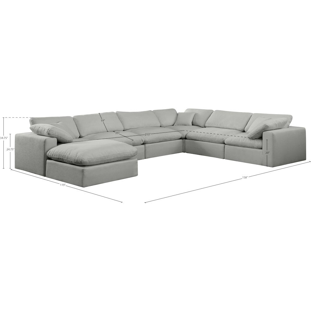 Comfy Grey Linen Textured Fabric Modular Sectional