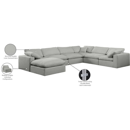 Comfy Grey Linen Textured Fabric Modular Sectional