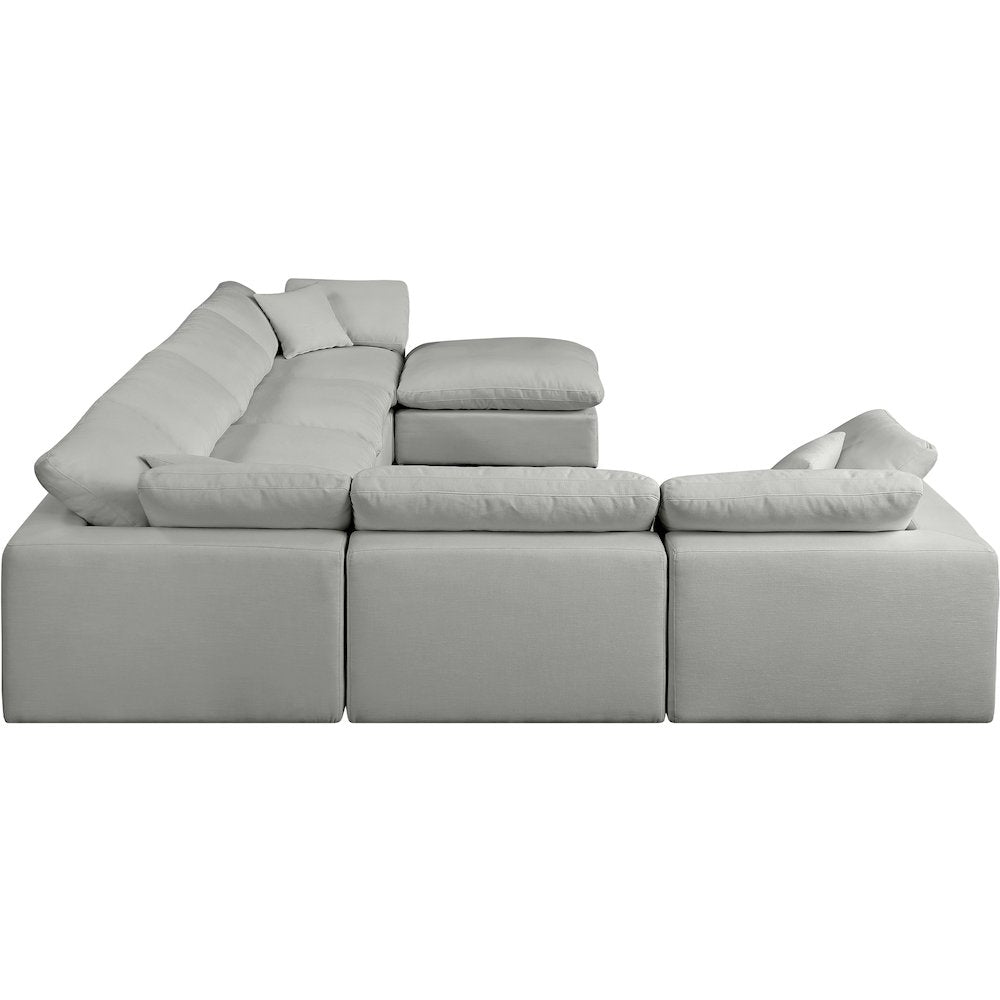 Comfy Grey Linen Textured Fabric Modular Sectional