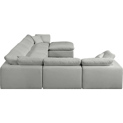 Comfy Grey Linen Textured Fabric Modular Sectional