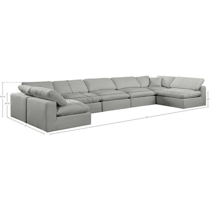 Comfy Grey Linen Textured Fabric Modular Sectional