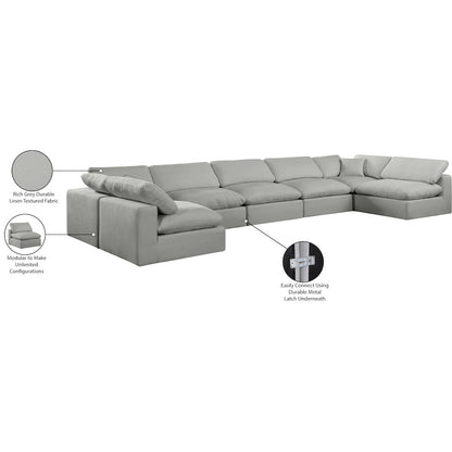 Comfy Grey Linen Textured Fabric Modular Sectional