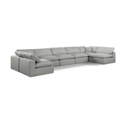 Comfy Grey Linen Textured Fabric Modular Sectional