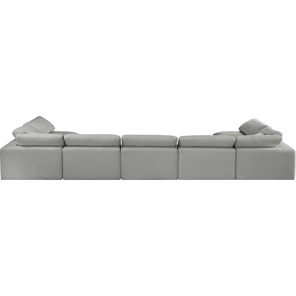 Comfy Grey Linen Textured Fabric Modular Sectional