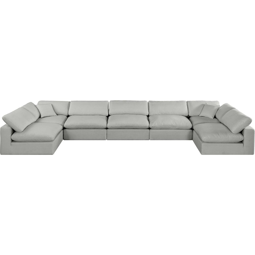 Comfy Grey Linen Textured Fabric Modular Sectional