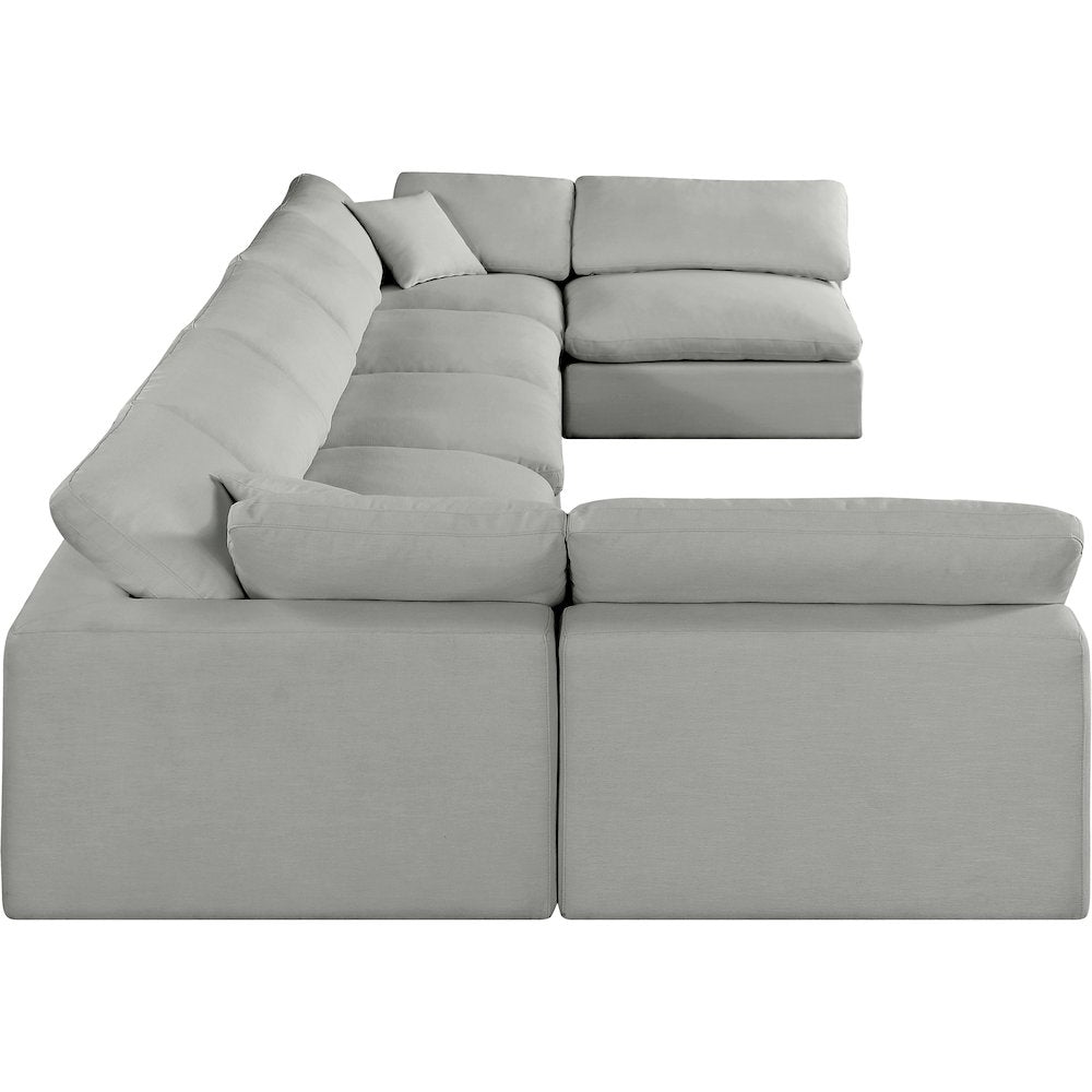 Comfy Grey Linen Textured Fabric Modular Sectional