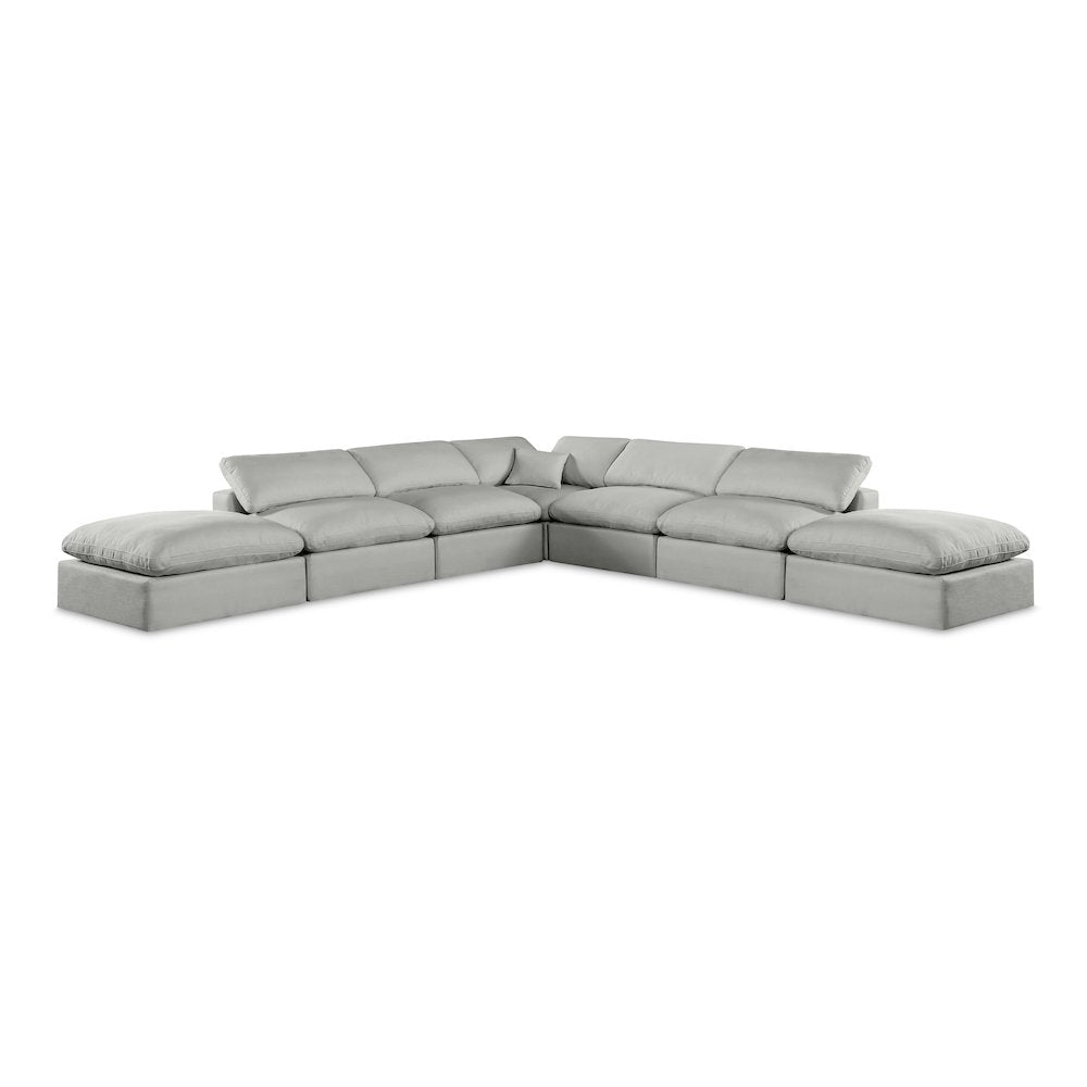 Comfy Grey Linen Textured Fabric Modular Sectional
