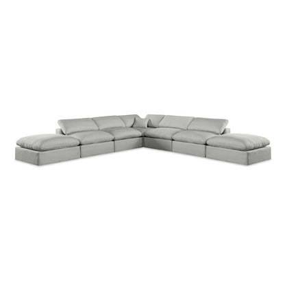Comfy Grey Linen Textured Fabric Modular Sectional