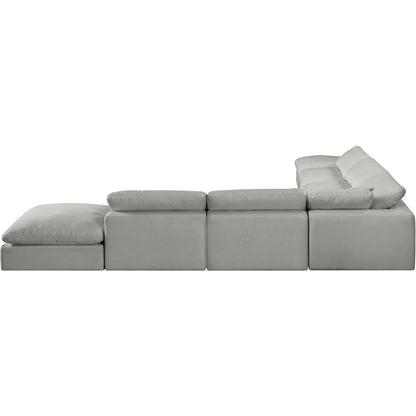 Comfy Grey Linen Textured Fabric Modular Sectional