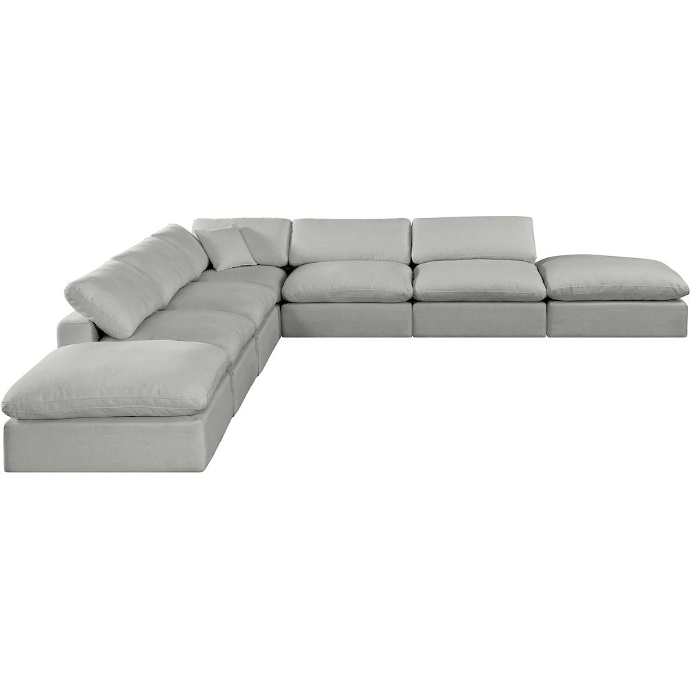 Comfy Grey Linen Textured Fabric Modular Sectional