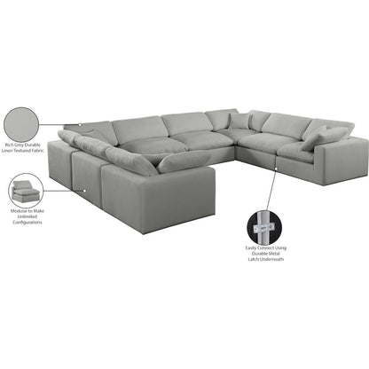 Comfy Grey Linen Textured Fabric Modular Sectional