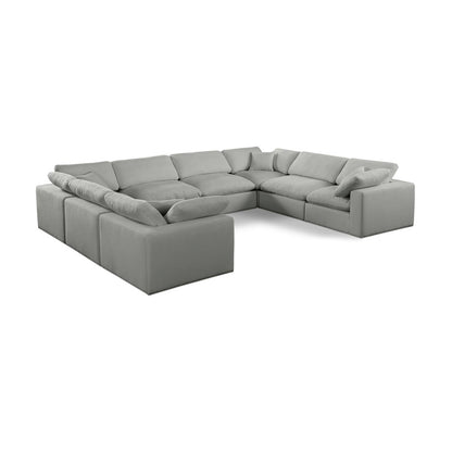 Comfy Grey Linen Textured Fabric Modular Sectional