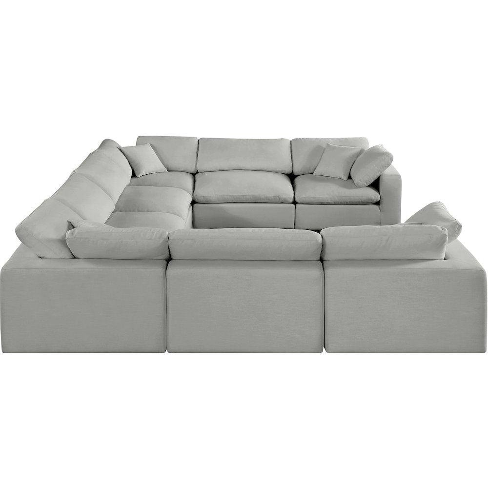 Comfy Grey Linen Textured Fabric Modular Sectional