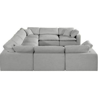 Comfy Grey Linen Textured Fabric Modular Sectional