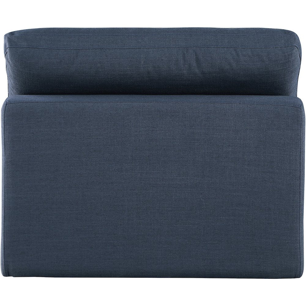 Comfy Navy Linen Textured Fabric Modular Armless Chair