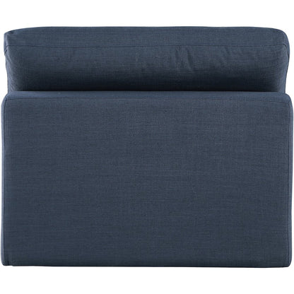 Comfy Navy Linen Textured Fabric Modular Armless Chair