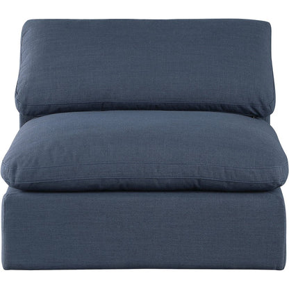 Comfy Navy Linen Textured Fabric Modular Armless Chair