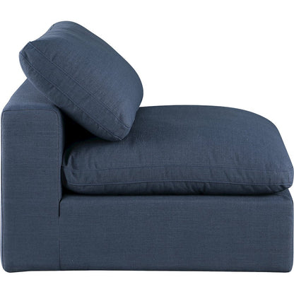 Comfy Navy Linen Textured Fabric Modular Armless Chair