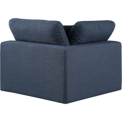 Comfy Navy Linen Textured Fabric Modular Corner Chair