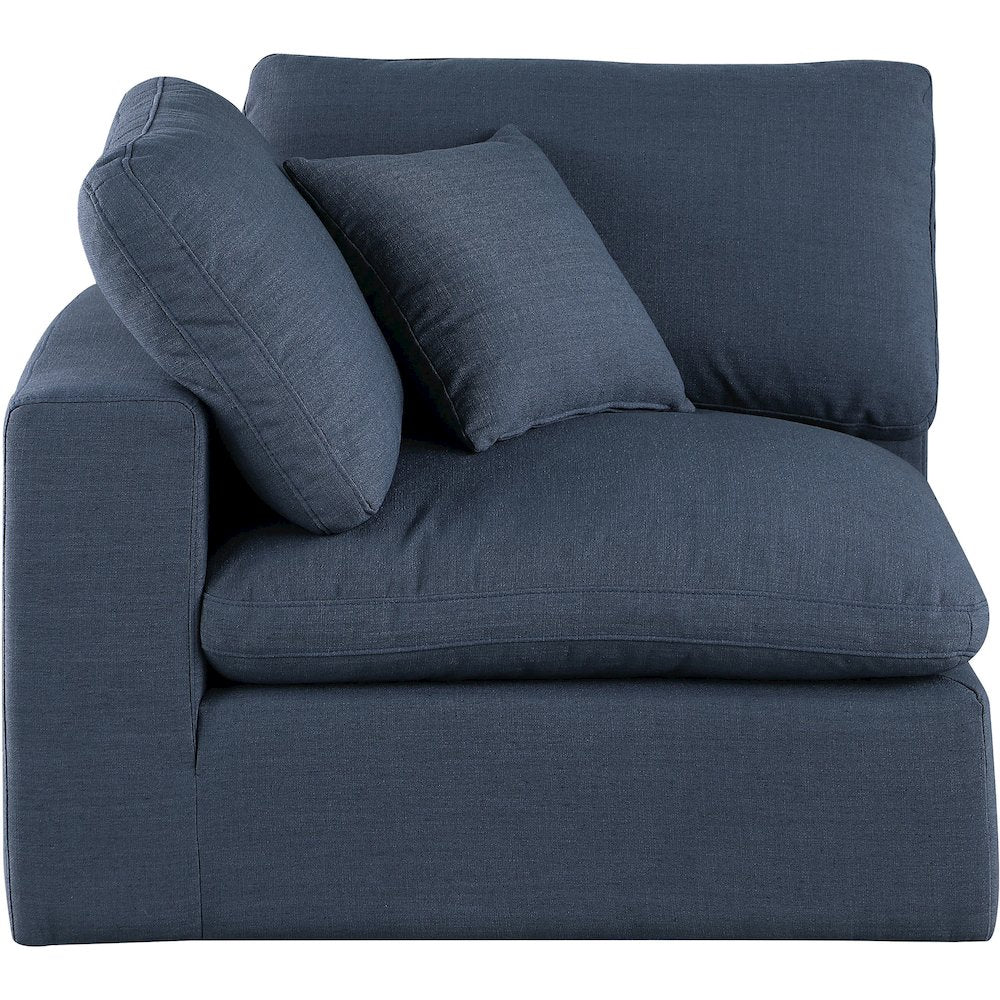 Comfy Navy Linen Textured Fabric Modular Corner Chair