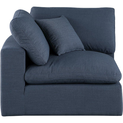 Comfy Navy Linen Textured Fabric Modular Corner Chair