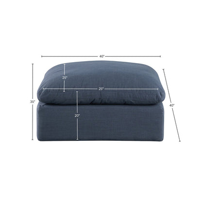 Comfy Navy Linen Textured Fabric Modular Ottoman