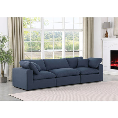 Comfy Navy Linen Textured Fabric Modular Sofa