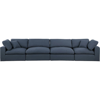 Comfy Navy Linen Textured Fabric Modular Sofa