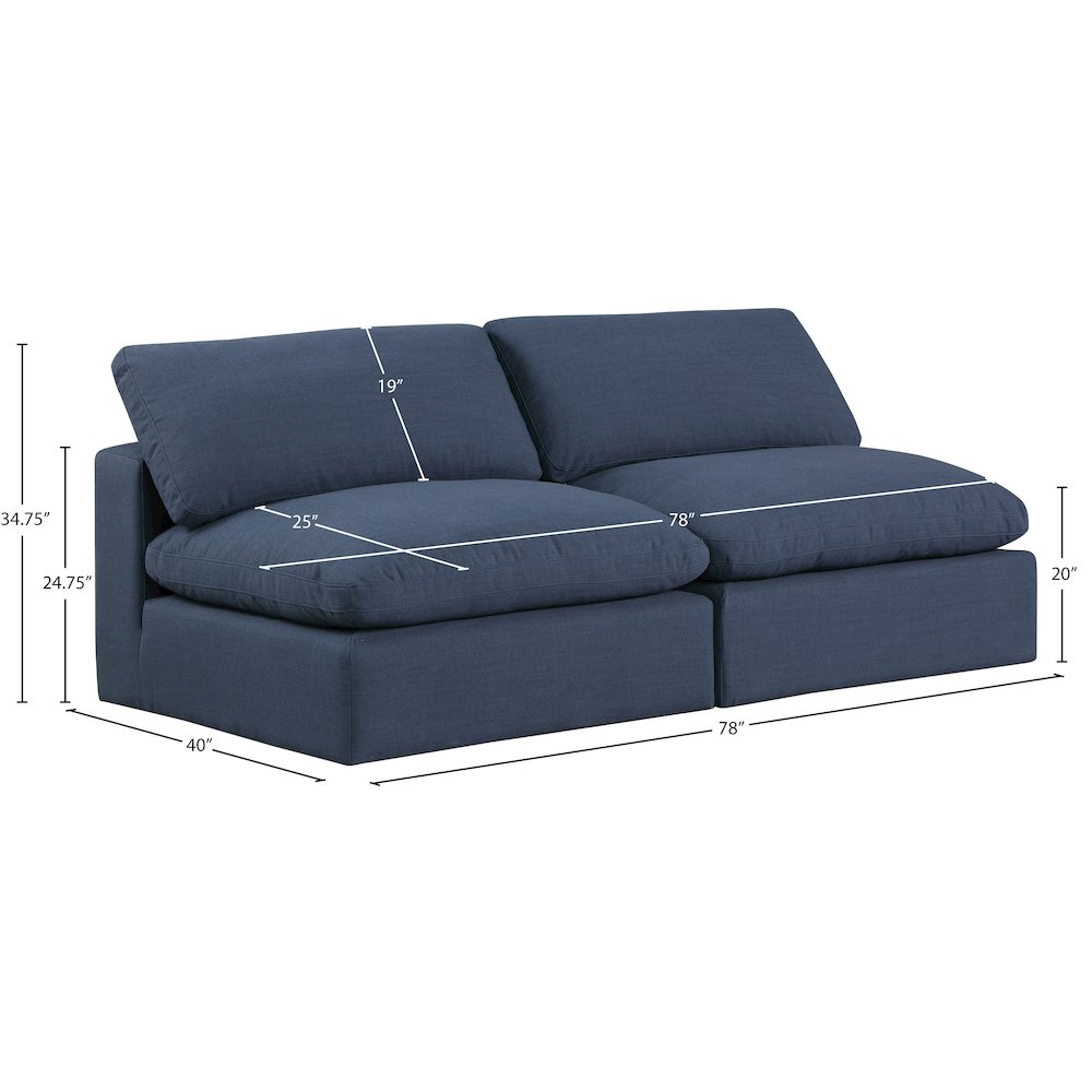 Comfy Navy Linen Textured Fabric Modular Sofa