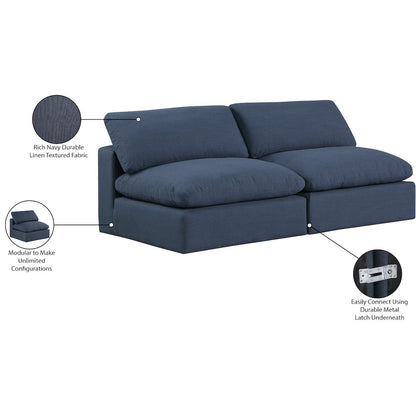 Comfy Navy Linen Textured Fabric Modular Sofa