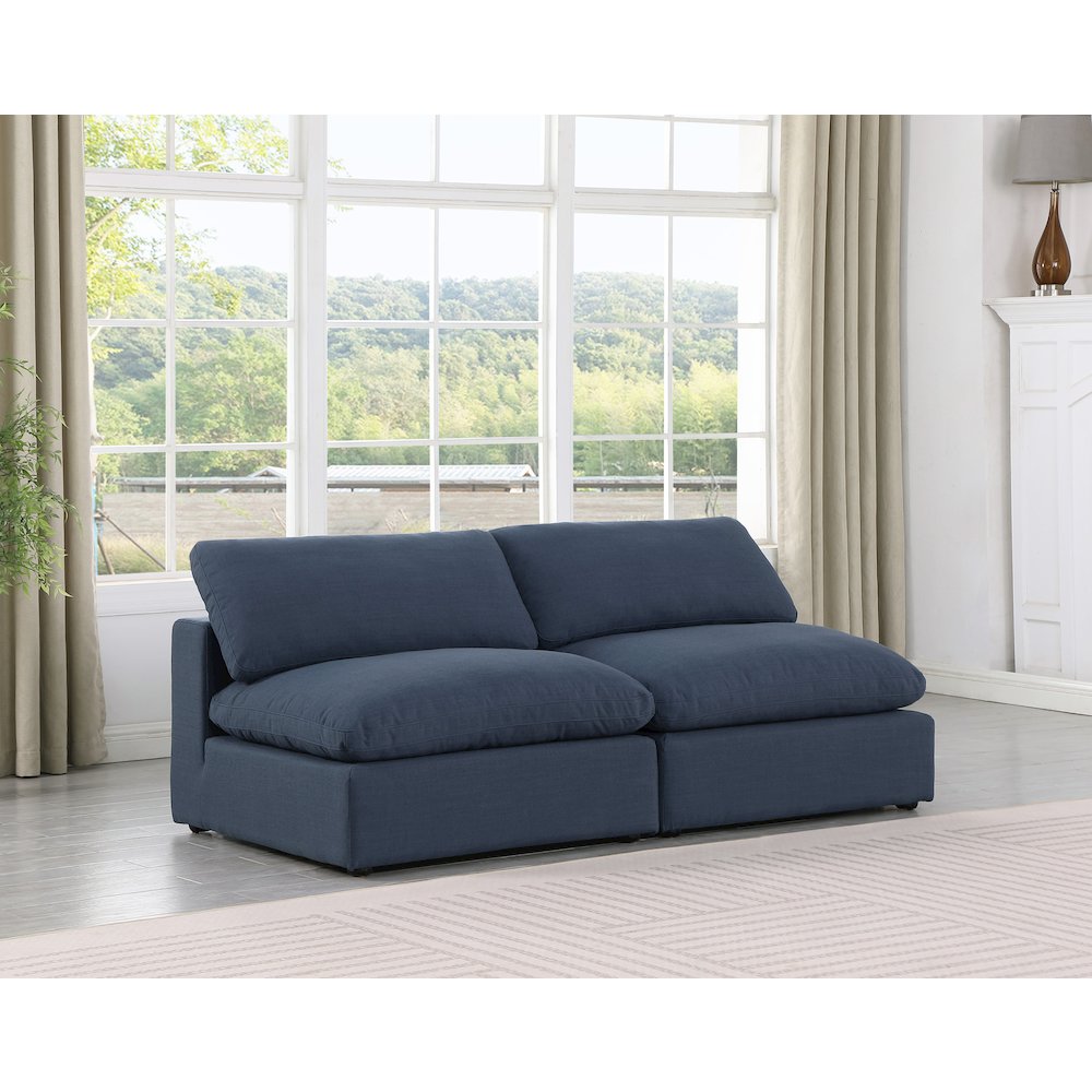 Comfy Navy Linen Textured Fabric Modular Sofa