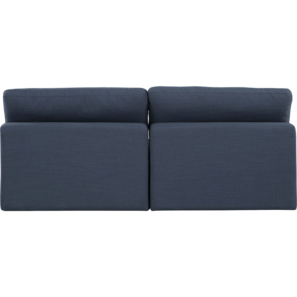 Comfy Navy Linen Textured Fabric Modular Sofa