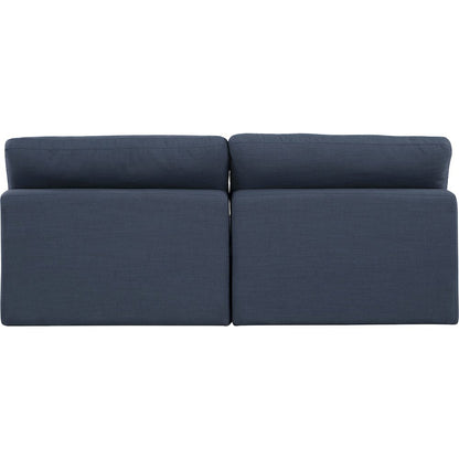 Comfy Navy Linen Textured Fabric Modular Sofa