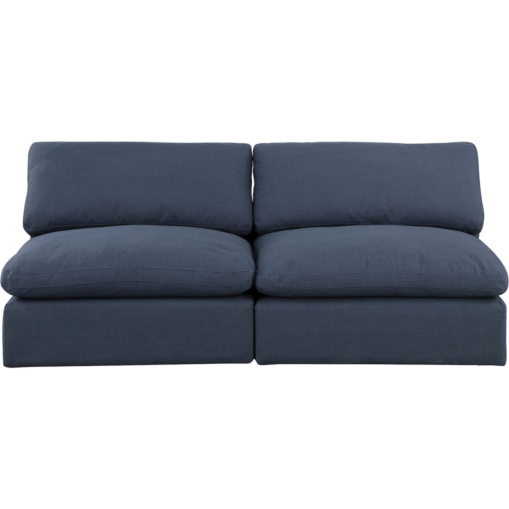 Comfy Navy Linen Textured Fabric Modular Sofa