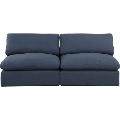 Comfy Navy Linen Textured Fabric Modular Sofa