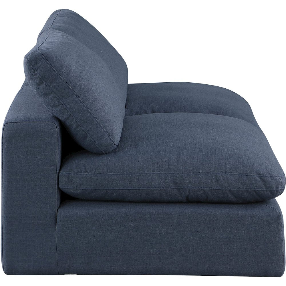 Comfy Navy Linen Textured Fabric Modular Sofa