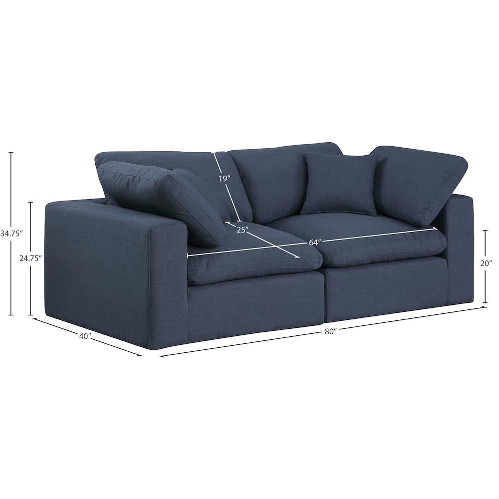 Comfy Navy Linen Textured Fabric Modular Sofa