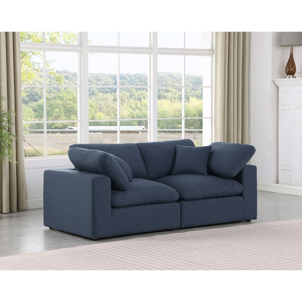 Comfy Navy Linen Textured Fabric Modular Sofa