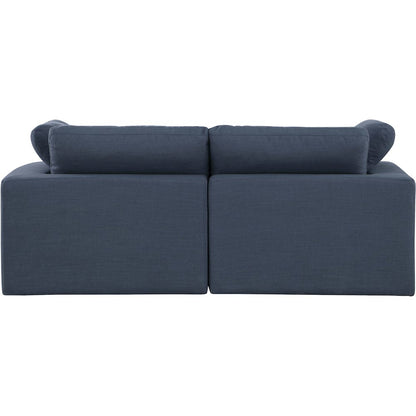 Comfy Navy Linen Textured Fabric Modular Sofa