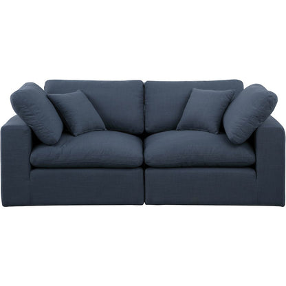 Comfy Navy Linen Textured Fabric Modular Sofa