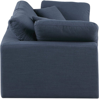 Comfy Navy Linen Textured Fabric Modular Sofa