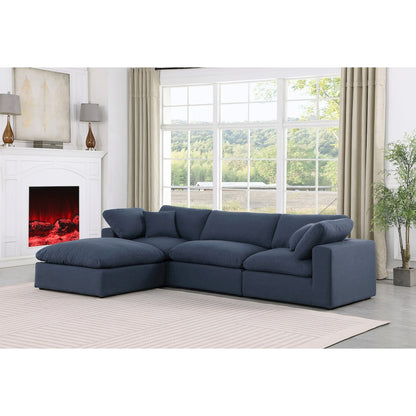 Comfy Navy Linen Textured Fabric Modular Sectional