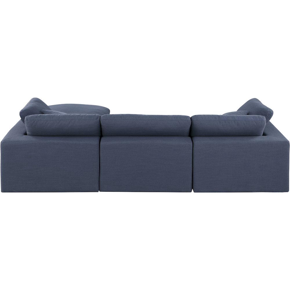 Comfy Navy Linen Textured Fabric Modular Sectional