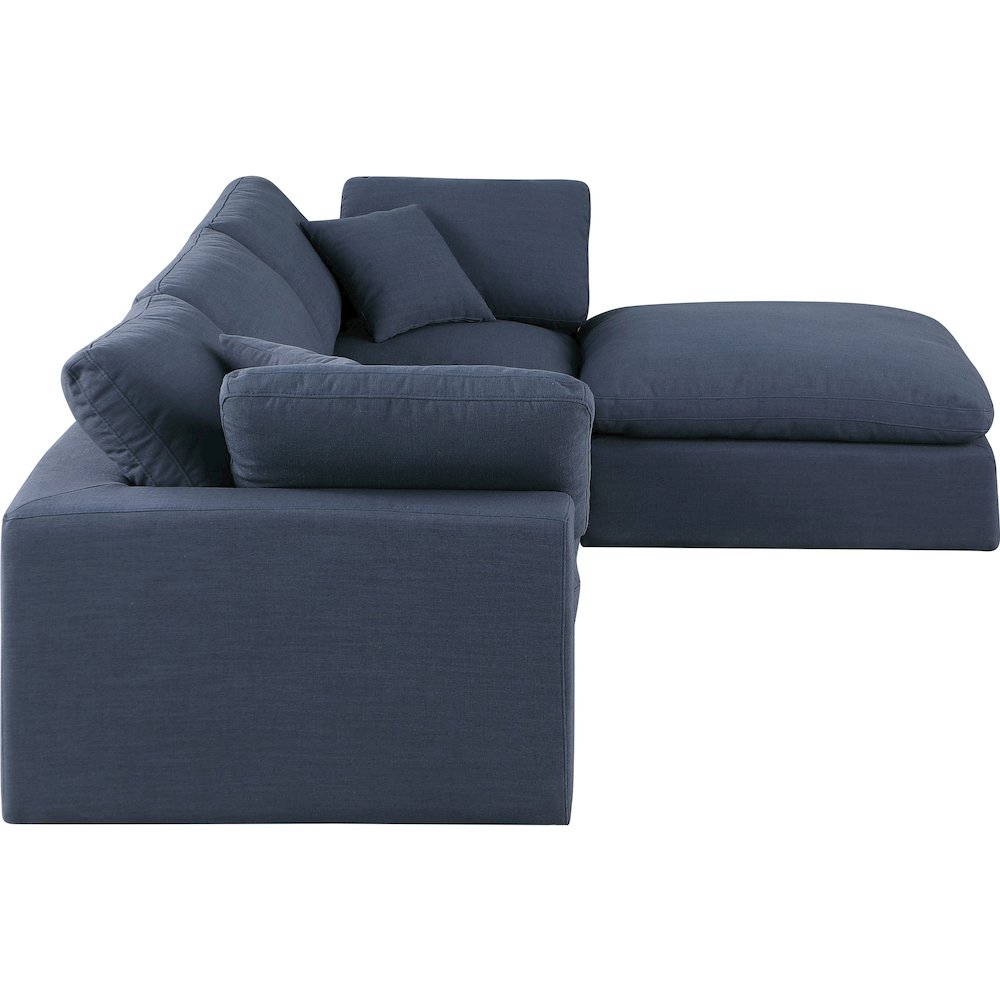 Comfy Navy Linen Textured Fabric Modular Sectional