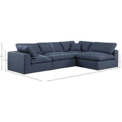 Comfy Navy Linen Textured Fabric Modular Sectional