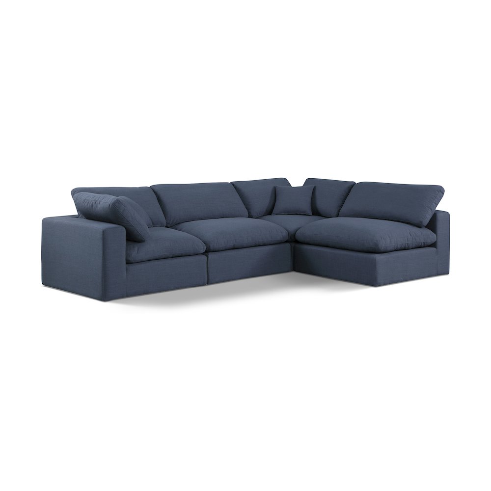 Comfy Navy Linen Textured Fabric Modular Sectional