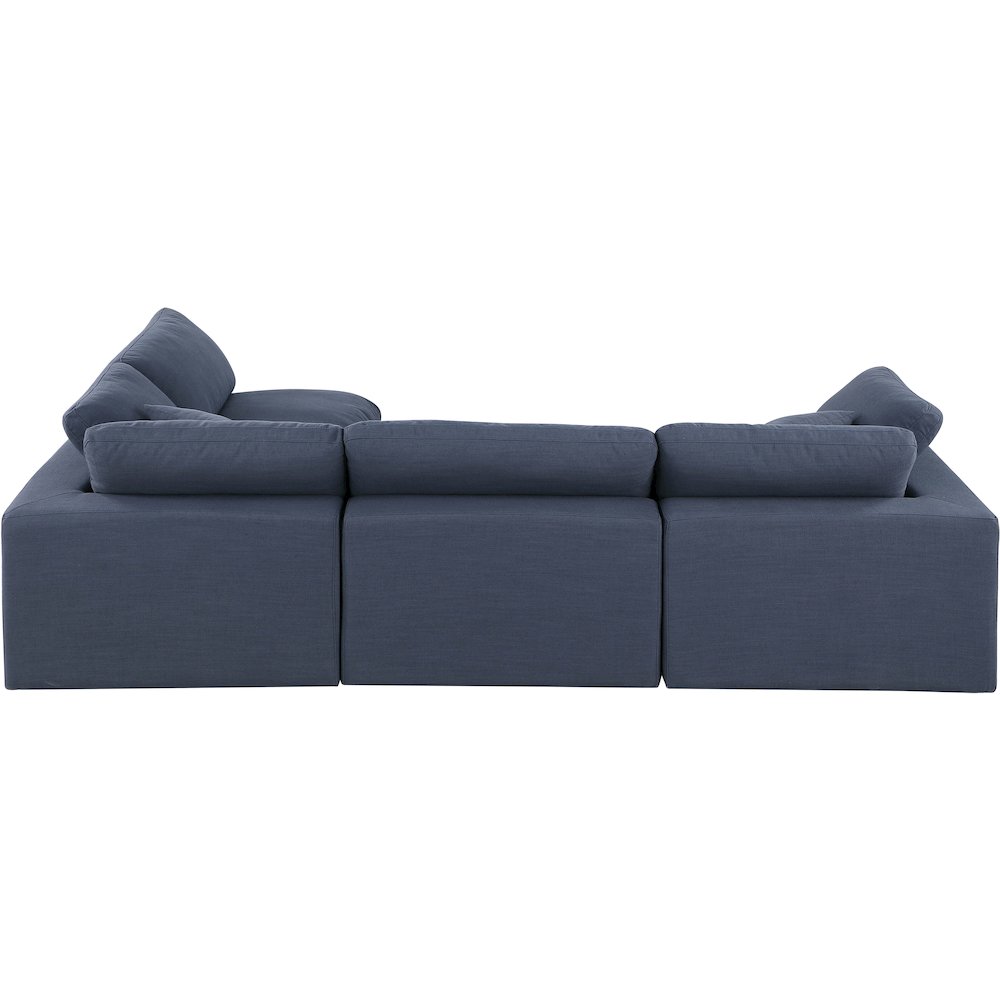 Comfy Navy Linen Textured Fabric Modular Sectional