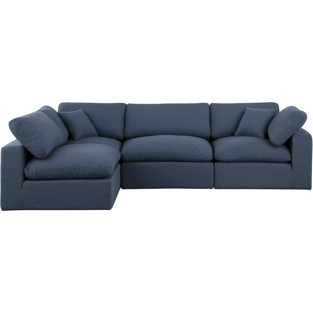 Comfy Navy Linen Textured Fabric Modular Sectional