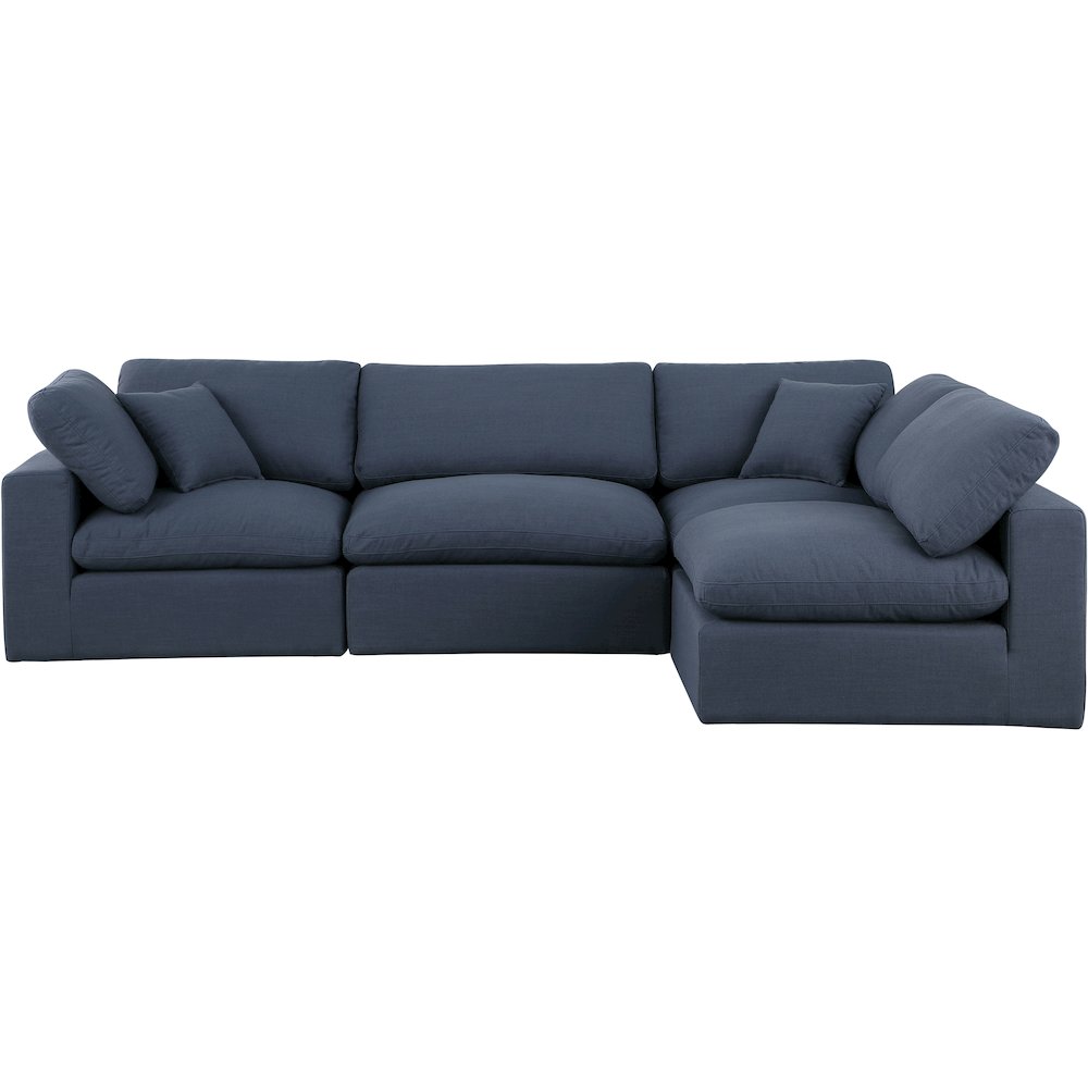 Comfy Navy Linen Textured Fabric Modular Sectional